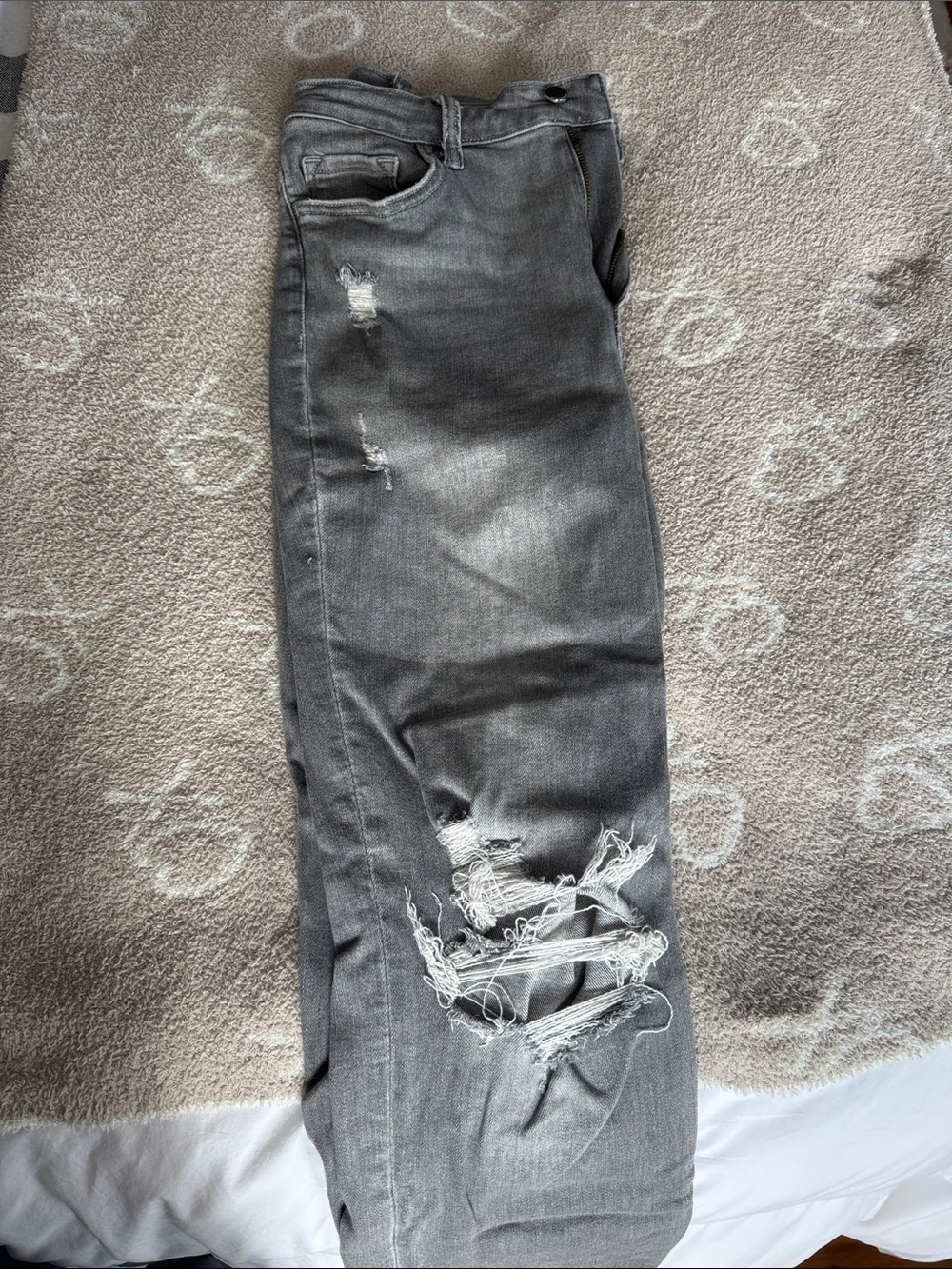 Flying Monkey Gray Straight Leg Distressed Jeans